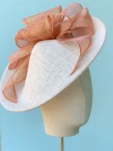 Load image into Gallery viewer, Bows and Bows Fascinator in White and Apricot