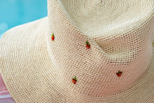Load image into Gallery viewer, Strawberry Bucket Hat in Exquisite Crochet Panama Straw