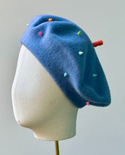 Load image into Gallery viewer, Bonnie Wool Beret in Blue Spikes