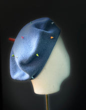 Load image into Gallery viewer, Bonnie Wool Beret in Blue Spikes