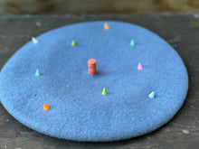 Load image into Gallery viewer, Bonnie Wool Beret in Blue Spikes