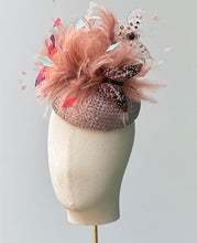 Load image into Gallery viewer, Butterfly Button Fascinator with Vintage Straw