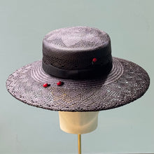 Load image into Gallery viewer, Audrey in Paris Black Lace Panama Straw