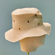 Load image into Gallery viewer, Strawberry Bucket Hat in Exquisite Crochet Panama Straw