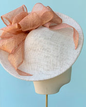 Load image into Gallery viewer, Bows and Bows Fascinator in White and Apricot

