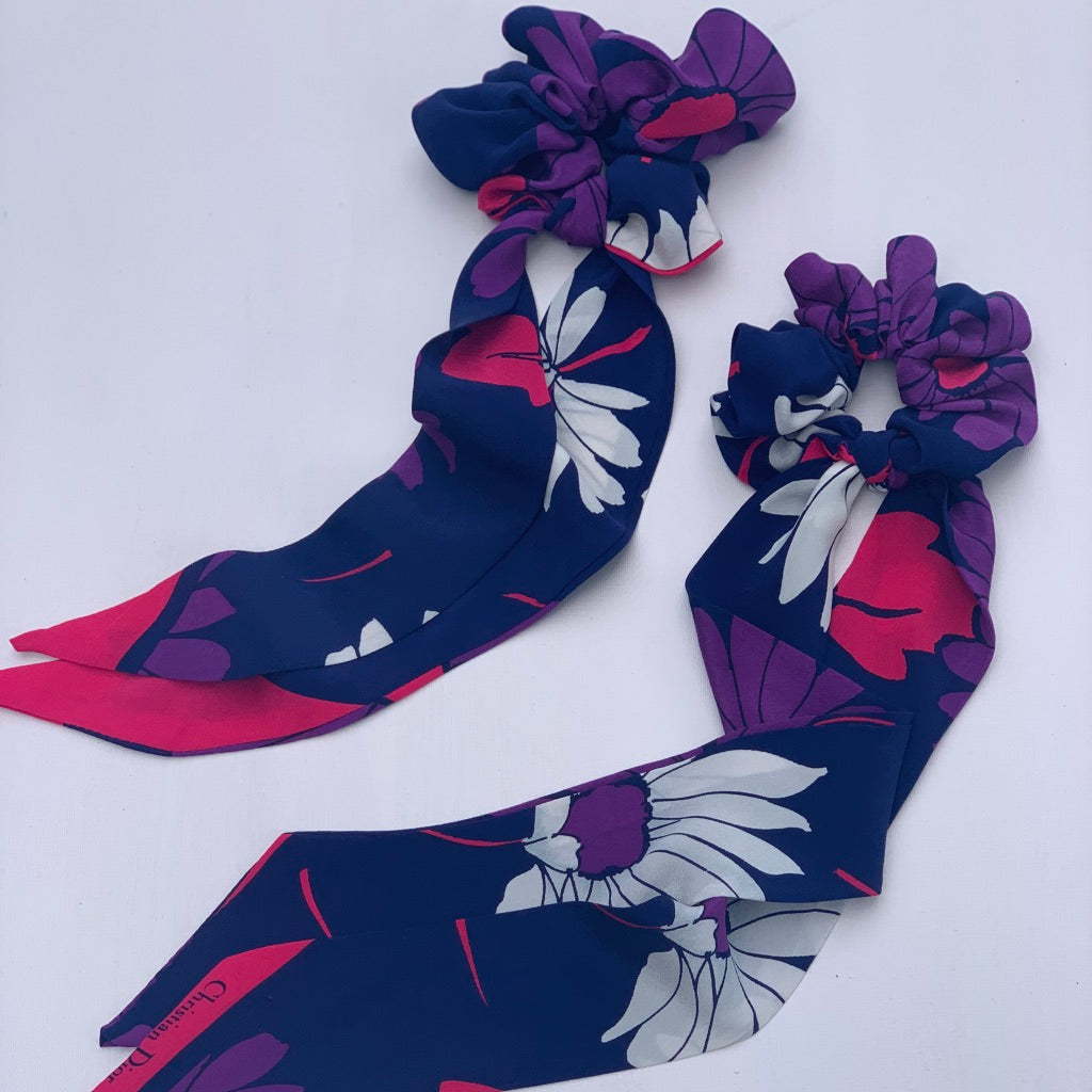 Paloma Tie in Vintage Navy and Purple Silk