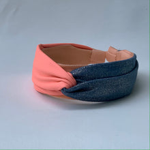 Load image into Gallery viewer, Lana Color Blocked Headband in Flamingo and Denim
