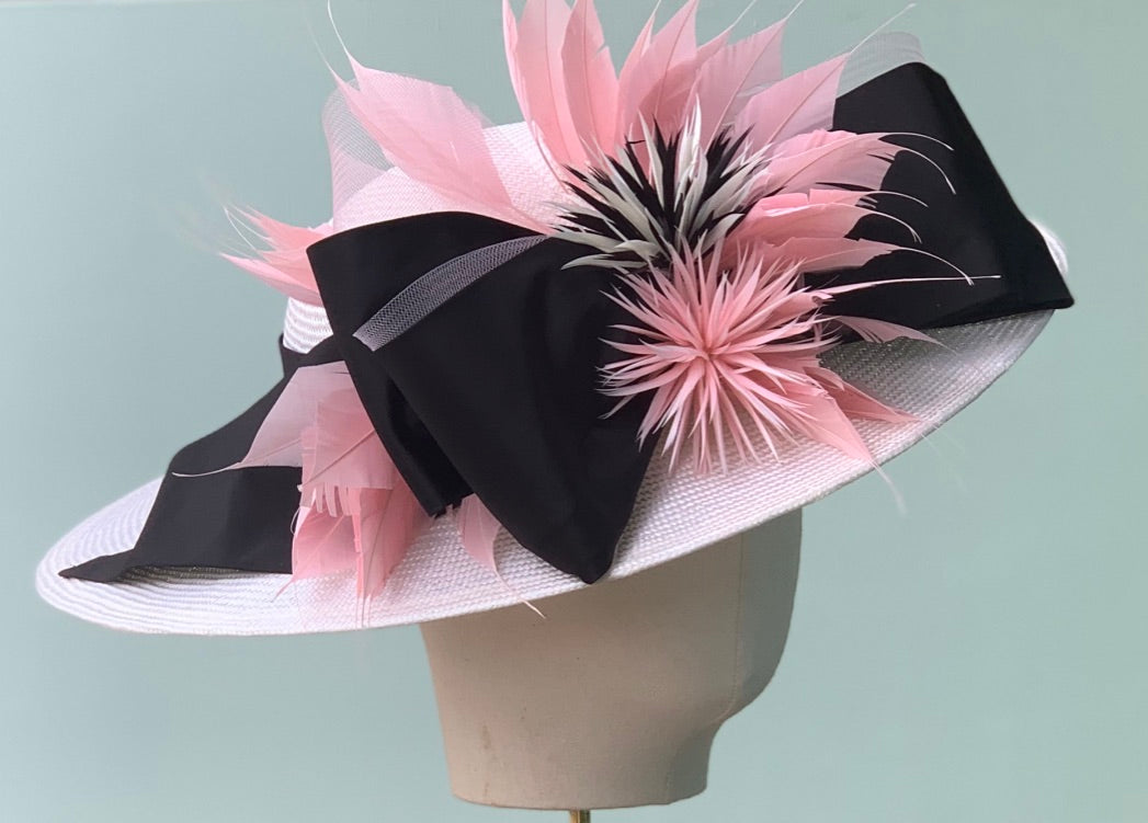 Pale pink and black deals wedding hat