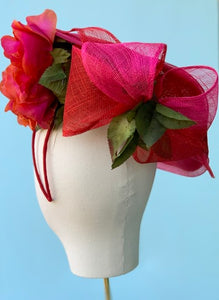 Meghan Fascinator in Pink and Red