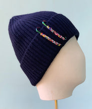 Load image into Gallery viewer, Fisherman&#39;s Beanie in Navy Knit
