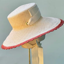 Load image into Gallery viewer, Edie Sun Hat with Rust Crochet Edge

