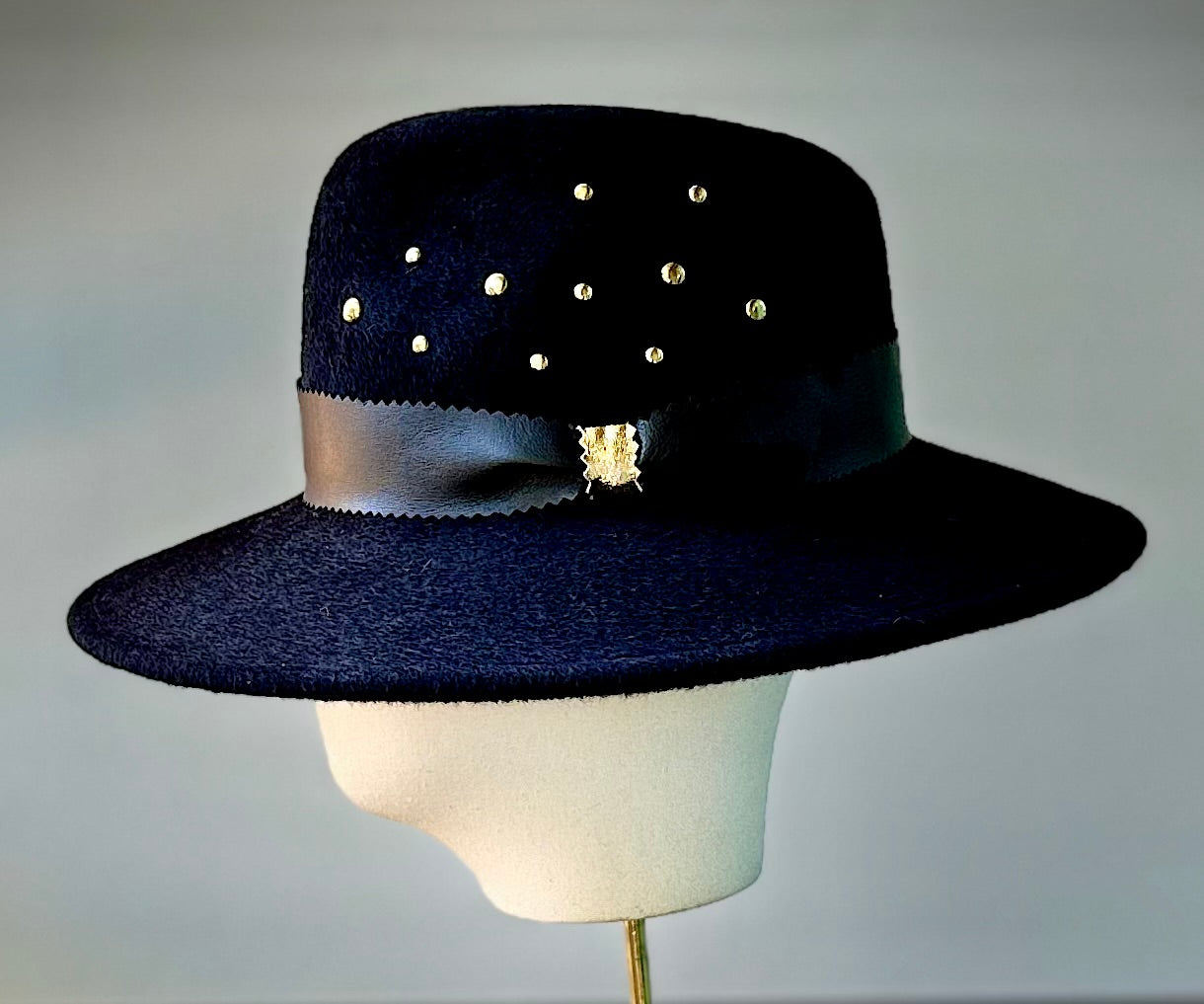 Black & Gold Women’s Fedora Hat Sardegna Fedora in Raffia Black and Natural | Boho Raffia  main image 2