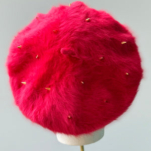 Amelie Angora Beret in Strawberry