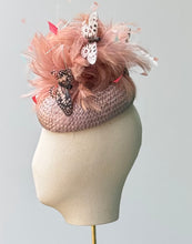 Load image into Gallery viewer, Butterfly Button Fascinator with Vintage Straw
