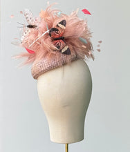 Load image into Gallery viewer, Butterfly Button Fascinator with Vintage Straw

