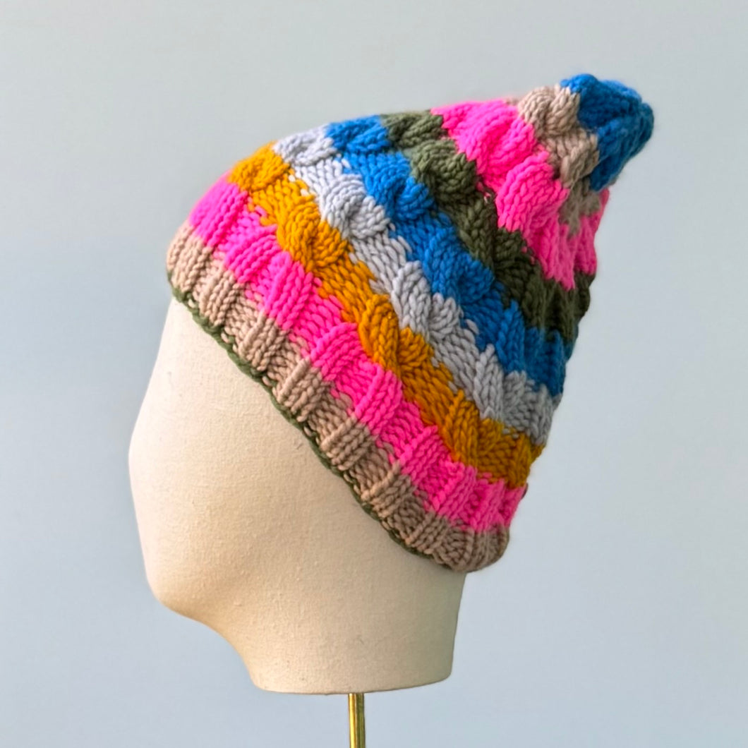 Joy Beanie in Multi Stripes