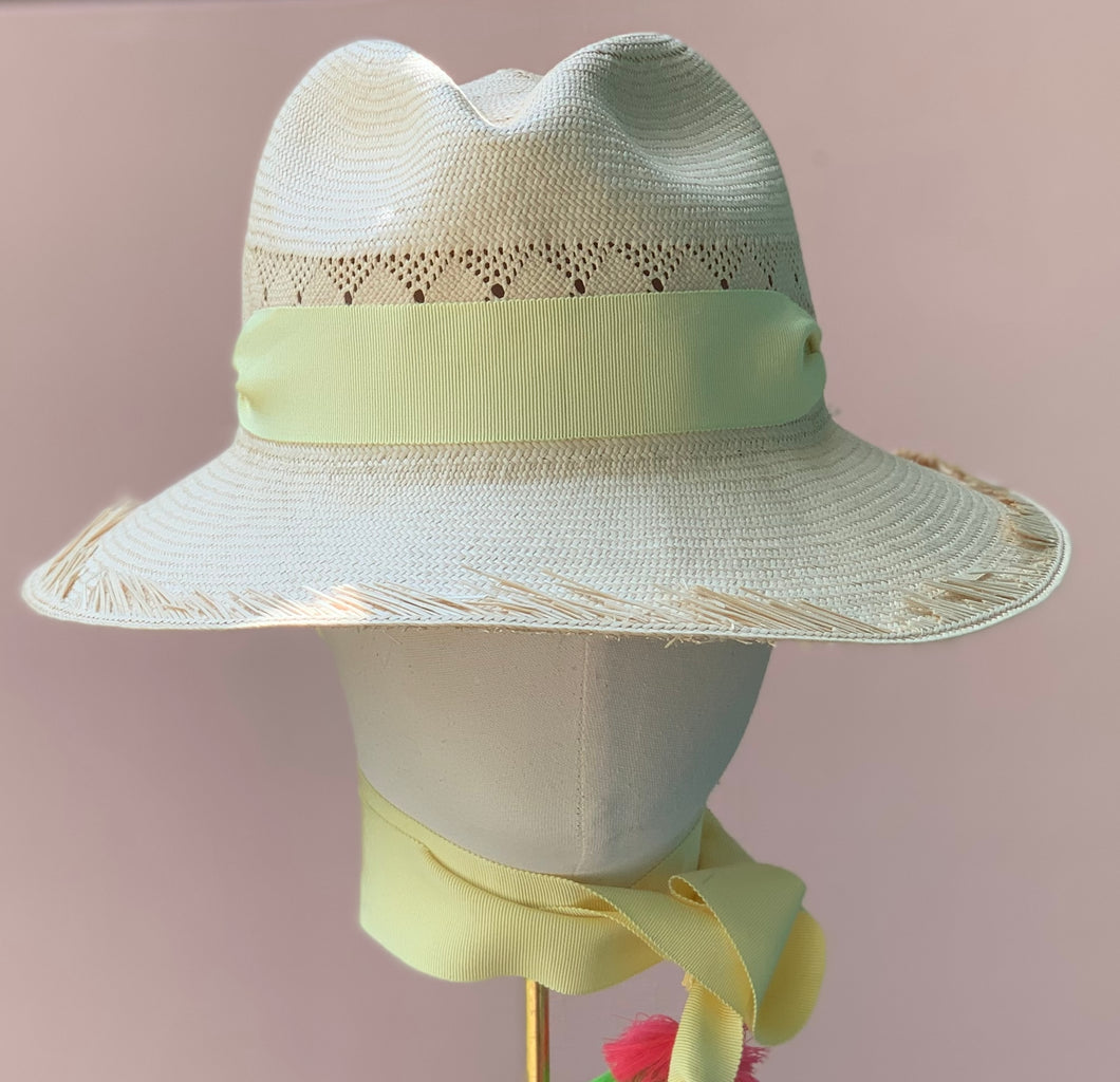 Bryce Fringey Panama in Lemon Yellow