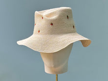 Load image into Gallery viewer, Strawberry Bucket Hat in Exquisite Crochet Panama Straw
