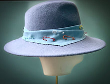Load image into Gallery viewer, Sweet Fedora in Blue/Gray Velour Felt
