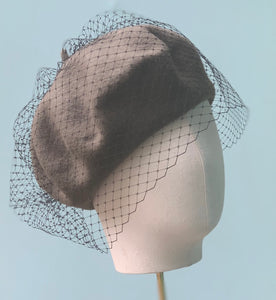 Veiled Bonnie Wool Beret In Army