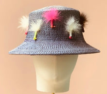 Load image into Gallery viewer, Novelty Blue Straw Bucket Hat
