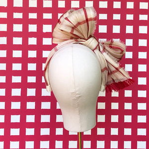 Lucille Abaca Straw Bow in Red Check