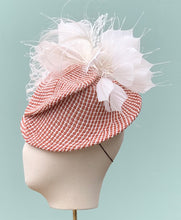 Load image into Gallery viewer, Nikki Fascinator in Red and White
