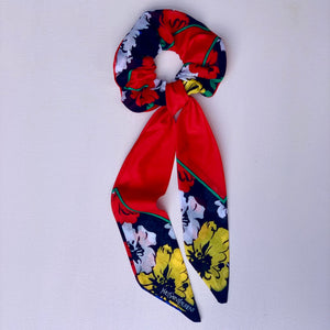 Paloma TIe in Vintage Red and Black Floral Cotton Scarf