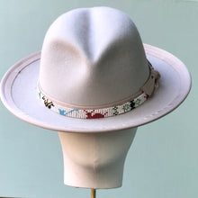 Load image into Gallery viewer, Fork Fedora in Alabaster with Beaded Trim
