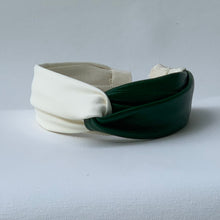 Load image into Gallery viewer, Lana Color Blocked Headband in Winter White and Hunter
